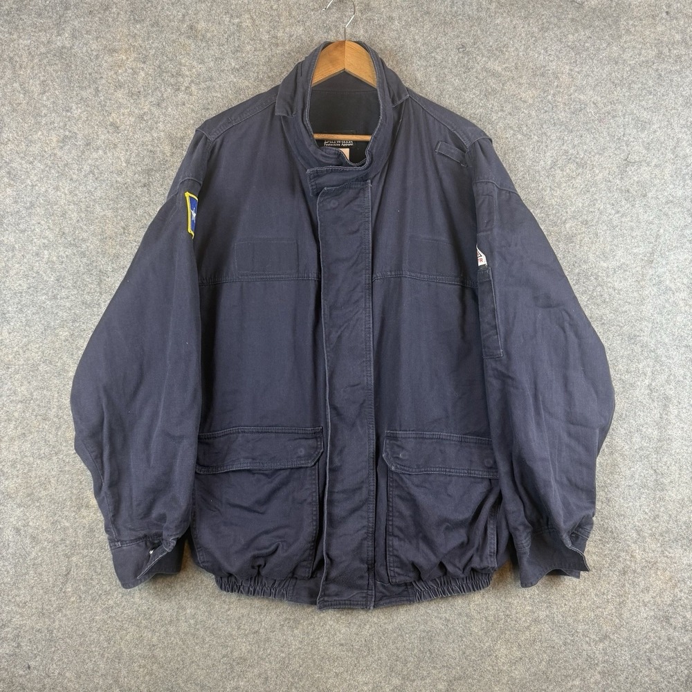Bulwark FR Jacket Mens XL Blue Flame Resistant Westex Full Zip Snap CAT3